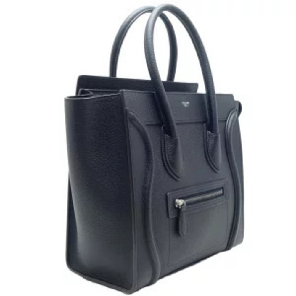 Celine Bag Tote Black Drummed Calfskin Luggage
